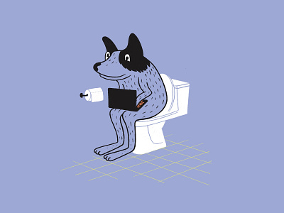 Takin' A Break bathroom dog illustration ipad procreate