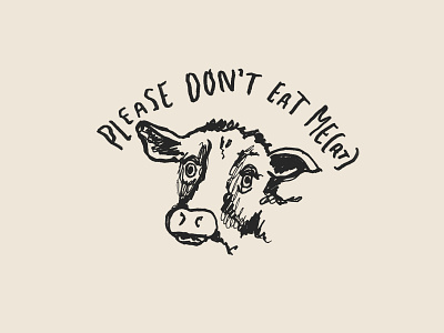 Be Kind To Animals cow illustration vegetarian