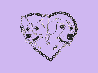 Best Buds dog heart illustration illustrator vector