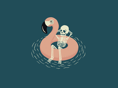 Hangin' Out flamingo illustration illustration art ipad procreate skeleton