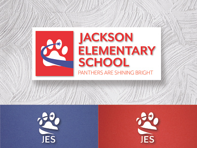Jackson Elementary School 2020 blue branding bright class elementary illustrator jackson logo panther paw red school shining star