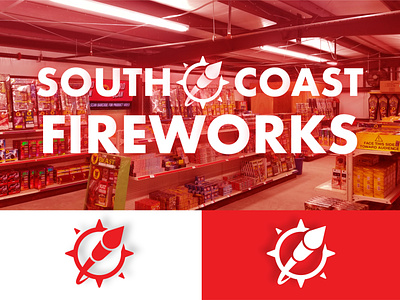 South Coast Fireworks coast compass design fireworks illustrator logo missle mockup photography red south vector