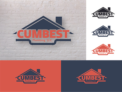 Cumbest Plumbing LLC blue design house illustrator llc logo orange pipes plumbing