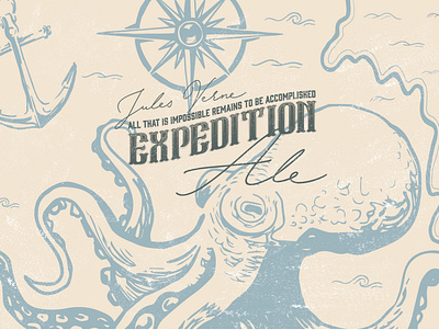 Expedition Ale Logo & Illustration 19th century beer branding design exploration handlettering illustration logo maps packaging sea creatures typography vector