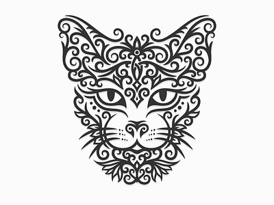 Cat tribal ornament illustration
