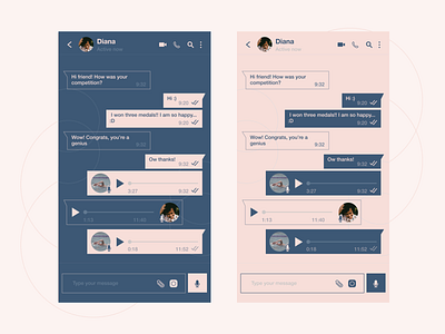 Messaging app 16 - Chat (variant) app app design button design flat helvetica neue icon interaction design mobile app pink typography ui ux vector