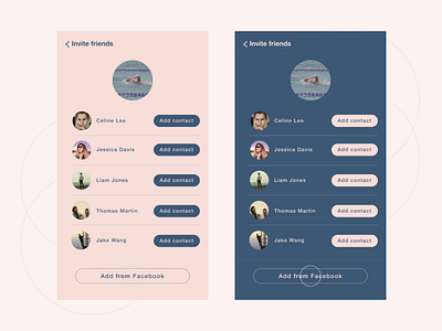 Messaging app 17 - Settings (Invite friends) app app design button design flat helvetica neue icon interaction design mobile app pink typography ui ux vector