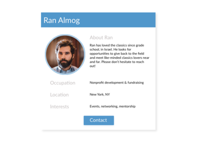 Daily UI 006: user profile biographical information contact member user profile