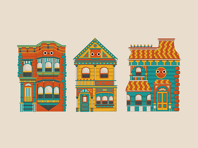 Happy Houses design flat illustration vector