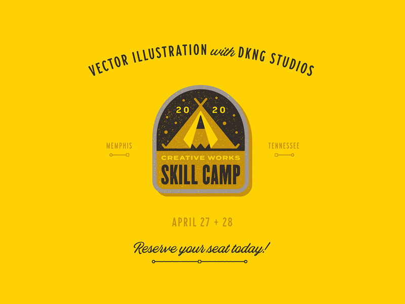 Creative Wrks Skill Camp 2020 pencil tent camping skill camp camp badge logo badge patch icon geometric dkng studios vector dkng nathan goldman dan kuhlken