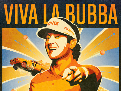 Oakley's Viva La Bubba! bubba bubba watson campaign car dan kuhlken dkng golf nathan goldman poster propaganda vector