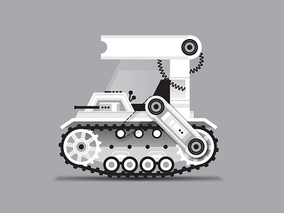 Mystery Project 35 dan kuhlken dkng grayscale machine nathan goldman poster robot screenprint tank vector