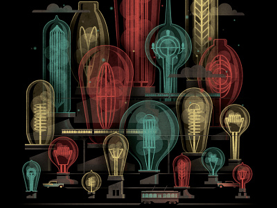 Mystery Project 36.1 bulbs dan kuhlken dkng light lightbulbs nathan goldman poster texture vector