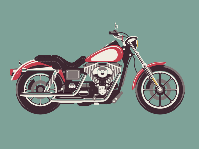 Mystery Project 40 dkng vector motorcycle harley davidson hog chrome poster screenprint dan kuhlken nathan goldman