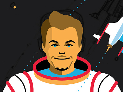 Mystery Project 43 astronaut dan kuhlken dkng face leonardo dicaprio maxim nathan goldman rocket space spaceship stars vector