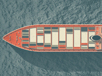 Mystery Project 45 blue boat cargo cargo ship dan kuhlken dkng nathan goldman orange sea texture vector water