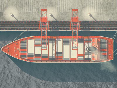 Mystery Project 45.1 boat cargo dan kuhlken dkng dock nathan goldman ocean ship texture vector water