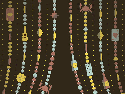 Mystery Project 47 beaded curtain beads bottle card crab dan kuhlken dkng domino guitar nathan goldman new orleans vector
