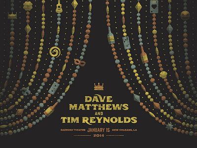 Dave Matthews & Tim Reynolds New Orleans Poster beads dan kuhlken dave matthews dkng mardi gras nathan goldman new orleans tim reynolds vector