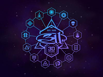 311 30th Anniversary Logo 311 badge brand branding branding design dan kuhlken dkng dkng studios geometric icon logo logo design nathan goldman vector