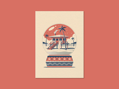 Beach Home Greeting Card beach beach house dan kuhlken design dkng dkng studios geometric illustration nathan goldman palm trees snow globe stilts texture vector