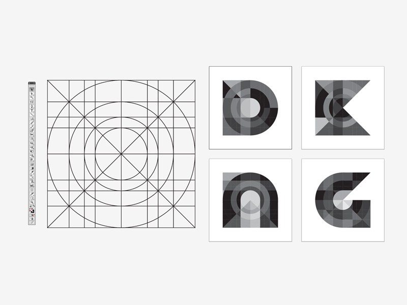 Mystery Project 50 dkng vector geometric grid circle square dan kuhlken nathan goldman guidelines guides illustrator typography