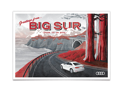 The All New Audi A3 - Big Sur audi big sur bridge coastline dan kuhlken dkng nathan goldman ocean postcard road vector