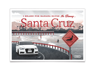 The All New Audi A3 - Santa Cruz audi board walk bridge car dan kuhlken dkng nathan goldman ocean santa cruz slug vector