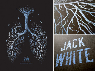 Jack White Live in Charlotte birds blue dan kuhlken dkng jack white lungs nathan goldman poster print roots tree vector