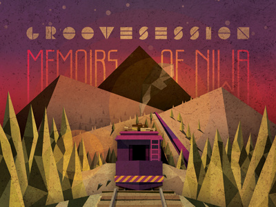 Memoirs of Niwa album album cover dan kuhlken dkng illustration music nathan goldman purple train trees type typography