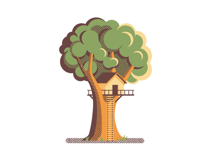 Mystery Project 55 dkng vector geometric tree treehouse house dan kuhlken nathan goldman tree house