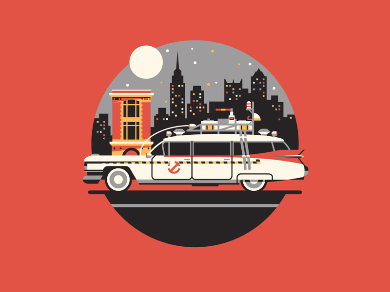 Call the Professionals dkng vector geometric ghostbusters icon car city dan kuhlken nathan goldman ecto-1 new york