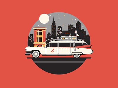 Call the Professionals car city dan kuhlken dkng ecto 1 geometric ghostbusters icon nathan goldman new york vector