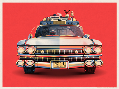 Ghostbusters 30th Anniversary Ecto-1 car dan kuhlken dkng ecto 1 ghostbusters nathan goldman new york vector