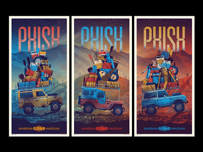 Phish // Commerce City, CO Triptych 4x4 car colorado dan kuhlken dkng nathan goldman offroad phish poster triptych vector