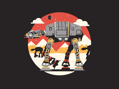 All Terrain Armored Transport at at clouds dan kuhlken deathstar dkng icon mountains nathan goldman snow starwars vector