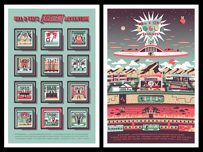 Bill & Ted Double Feature bill and ted dan kuhlken dkng heaven hell key pad mondo nathan goldman poster vector