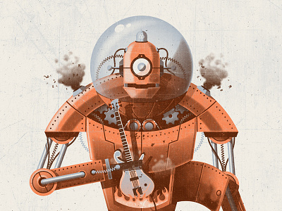 Robot Art Print bass dan kuhlken dkng fire guitar nathan goldman poster print robot texture vector