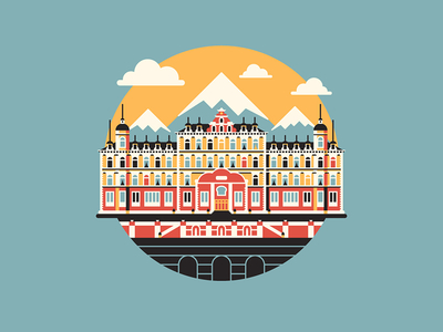 Keep Your Hands Off My Lobby Boy! clouds dan kuhlken dkng grand budapest hotel hotel icon mountains nathan goldman vector wes anderson