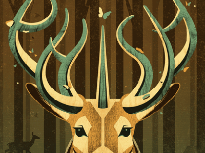 Phish butterfly dan kuhlken deer dkng geometric green nathan goldman orange phish poster screen print wood