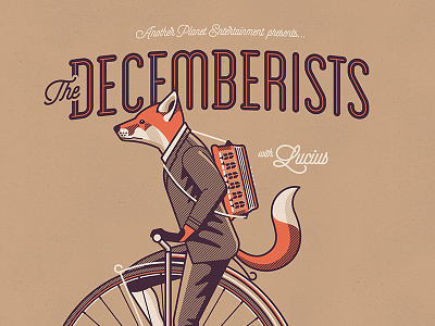 The Decemberists Poster accordian bicycle bike dan kuhlken dkng fox nathan goldman penny farthing poster suit the decemberists
