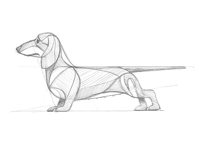 Mystery Project 70.4 dachshund dan kuhlken dkng dog geometric guidelines hot dog nathan goldman pencil sketch wiener dog
