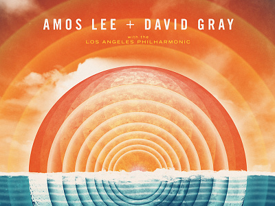 Amos Lee + David Gray Poster amos lee dan kuhlken david gray dkng hollwood bowl hollywood los angeles moon nathan goldman sun vector