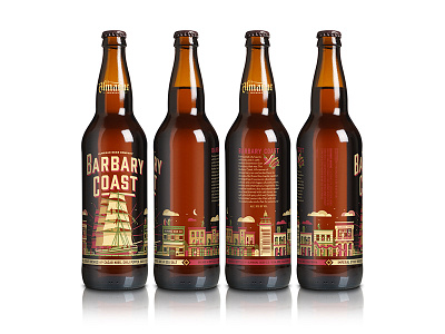 Barbary Coast 360 almanac barbary coast beer bottle bottles dan kuhlken dkng nathan goldman packaging san francisco vector