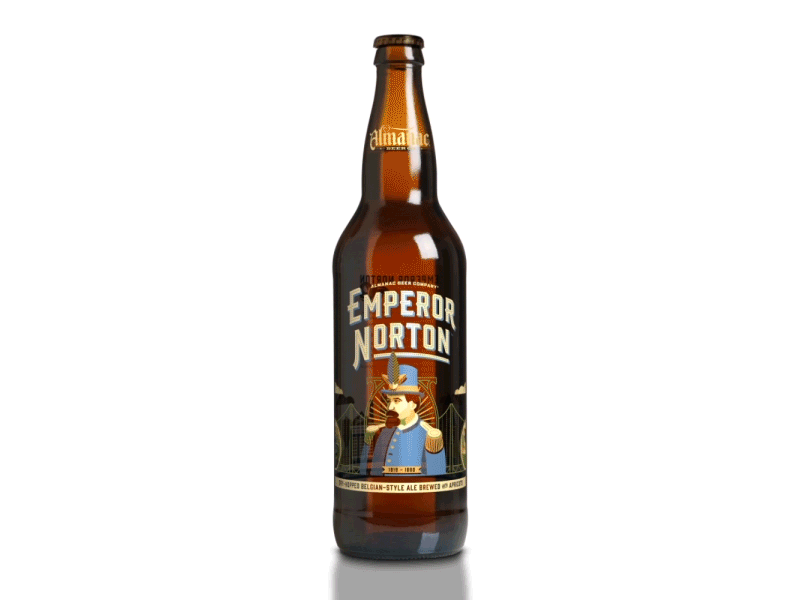 Emperor Norton (Animated Mockup) almanac animation beer bottle dan kuhlken dkng emperor norton gif nathan goldman packaging san francisco vector