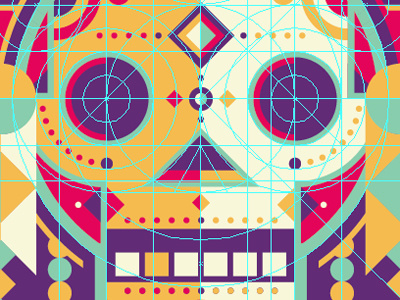 Mystery Project 7 dan kuhlken dkng geometric guides nathan goldman purple screen print skull teal warrior yellow