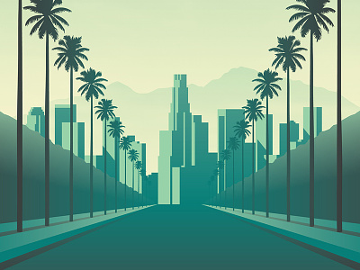 Mystery Project 73 california dan kuhlken dkng los angeles nathan goldman palm tree palm trees road vector