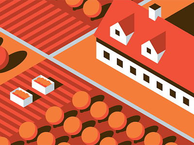 Mystery Project 71.1 crops dan kuhlken dkng farm farmhouse isometric nathan goldman oranges shadow vector