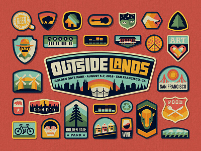 Outside Lands 2016 Festival Branding badge branding city dan kuhlken dkng logo nathan goldman outside lands patch san francisco vector