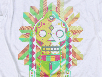 Warrior Shirt dan kuhlken dkng geometric mexican nathan goldman native american pink screen print shirt skull teal white yellow